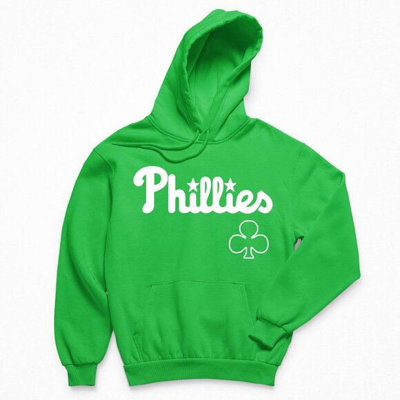 NEW Philadelphia Phillies St Patrick Wordmark Fleece Pullover Hoodie IRISH GREEN